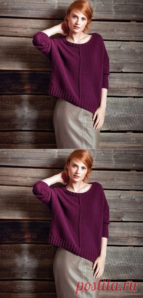 Пуловер с внешними швами - Вязаные модели спицами для женщин