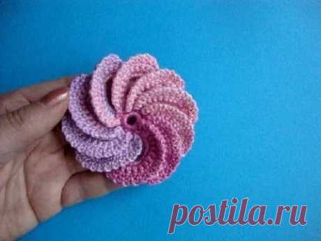 Спиральный цветок Вязание крючком Урок 22 Spiral crochet flower - YouTube