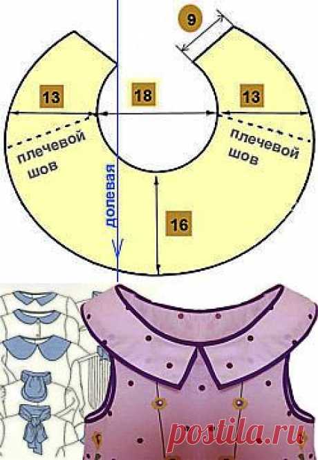 Воротник для платья | Технология обработки отложного воротника
