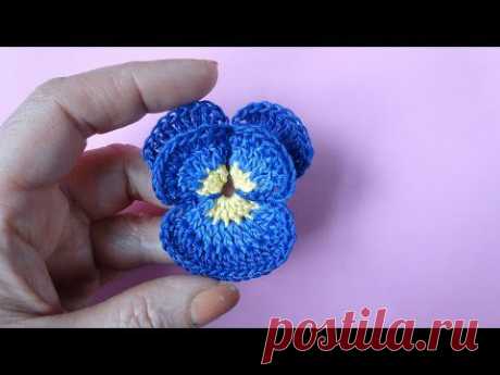 Crochet pansy Как вязать анютины глазки крючком Цветок 71