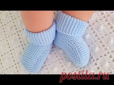 Вяжем спицами пинетки-носочки для малыша/knitting booties/Booties stricken