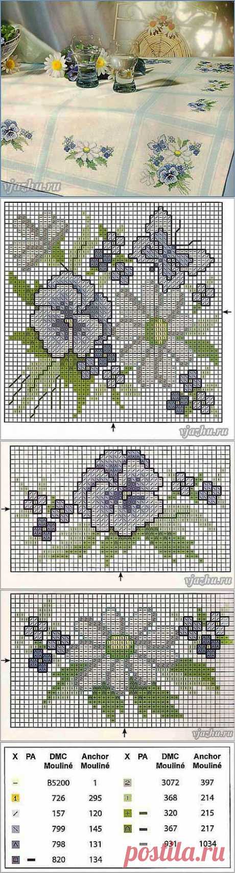 Схемы цветов для вышивки крестом скатерти: Дневник группы &quot;Клуб рукоделия&quot; - Страна Мам