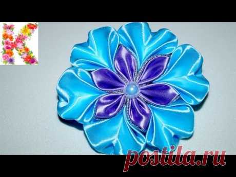 канзаши для начинающих,мастер класс,DIY kanzashi tutorial flower - YouTube