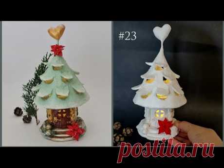 DIY Christmas Fairy House Lamp Using Glass Jar, Cardboard, Air Dry Clay Craft Ideas - YouTube