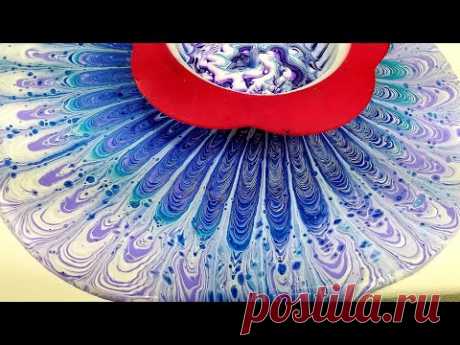 (29) 2nd Acrylic Swirl pour with Sink Strainer on canvas and vinyl record,  Awsome results 💜💙