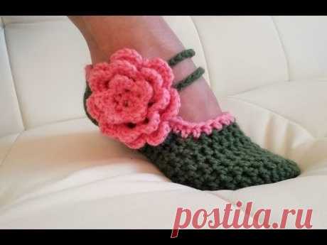 Learn To Crochet Glama's Fancy Mary Jane Slippers