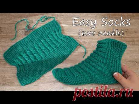 Легкие носки на двух спицах | Easy Socks Two Needle Knitting Pattern