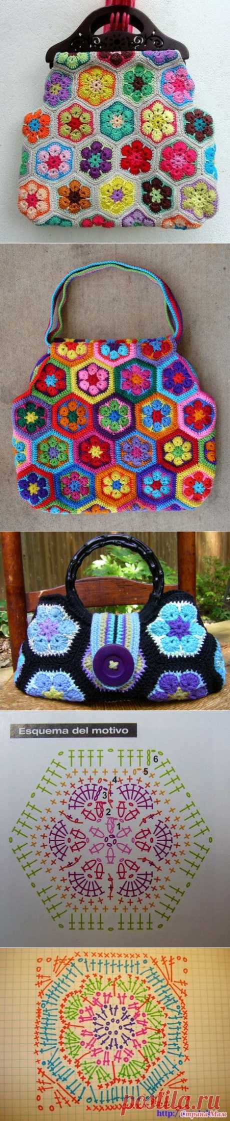 Irish crochet &amp;: African flower BAG +VIDEO
