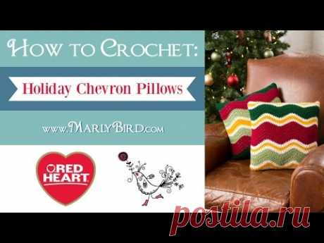 Learn How to Crochet the Holiday Chevron Pillows in Red Heart Super Saver Yarn