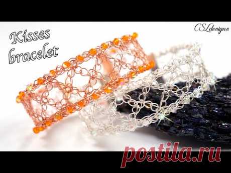Kisses wire crochet bracelet tutorial