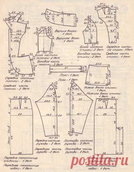 Фасоны и чертежи выкроек костюмов и платьев