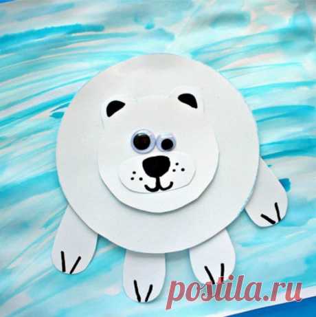Аппликация для малышей "Полярный медведь" — Поделки с детьми
