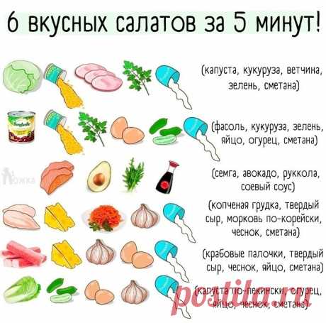 6 вкусных салатов за 5 минут!