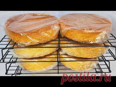 Влажный шифоновый бисквит для торта | Бюджетный рецепт на растительном масле (без разделения яиц)