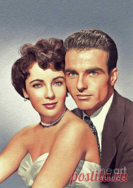 Elizabeth Taylor and Montgomery Clift, Hollywood Legends by Esoterica Art Agency Elizabeth Taylor and Montgomery Clift, Hollywood Legends Painting by Esoterica Art Agency