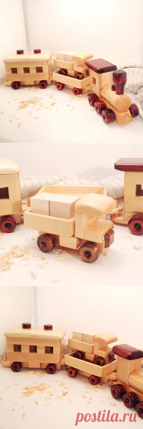 Купить игрушку деревянный локомотив и два вагона от ART WOOD | Mellroot