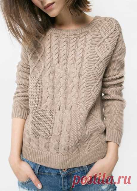 вязание Autumn Cashmere Studded Rib Cable Crew Sweater en Hemp | REVOLVE