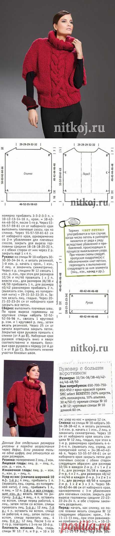 Пуловер спицами из толстой пряжи &amp;raquo; Ниткой - вязаные вещи для вашего дома, вязание крючком, вязание спицами, схемы вязания