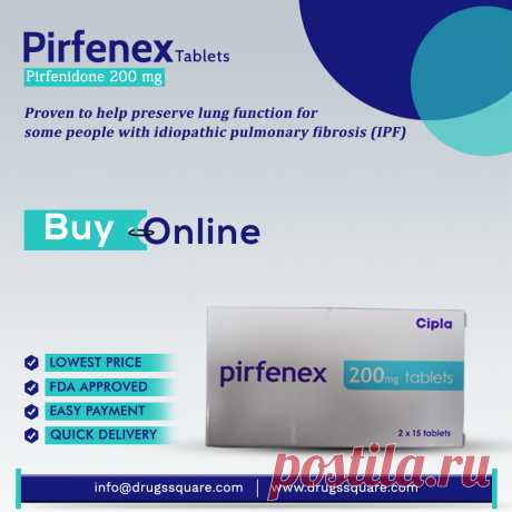 Здравоохранение и медицинаPirfenex 200 mg (пирфенидон) представляет собой пиридин для перорального применения, применяемый для лечения идиопатического легочного фиброза от легкой до умеренной степени (IPF - прогрессирующее заболевание легких). Хотите buy Pirfenex 200 mg online по самой низкой цене? Не нужно беспокоиться. Pirfenex 200 mg price в Drugsquare является разумной и доступной, относительно ниже, чем в других интернет-аптеках.