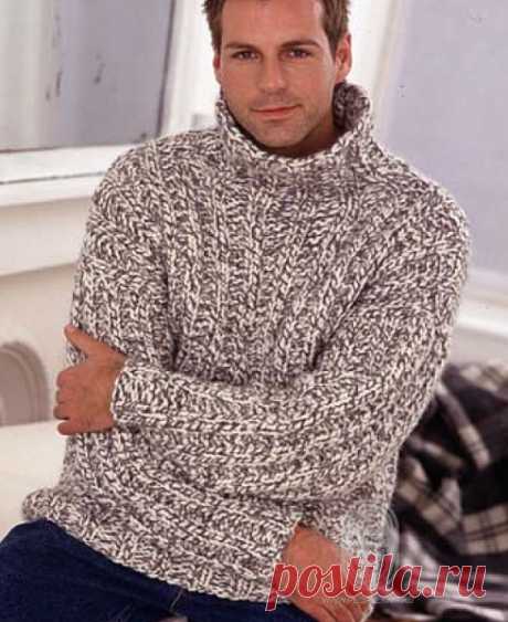 Мужской свитер, связанный узорной резинкой: схема вязания, подробная инструкция, описание на сайте «Люди вяжут»