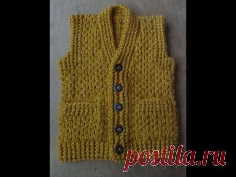 Жилет с карманами  Часть 1  Спинка. Vest knitting part 1 - YouTube