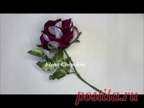 Большая роза из атласной ленты / Big rose of satin ribbon