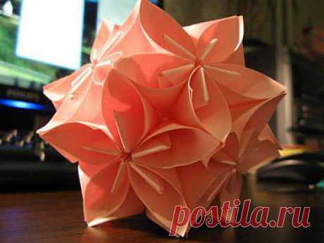 Оригами схема шар цветок своими руками как сделать.