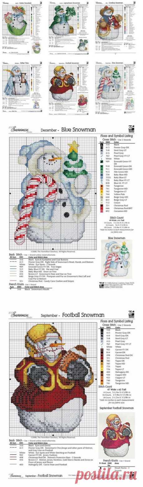 Новогодняя вышивка &quot;Забавные снеговики&quot;