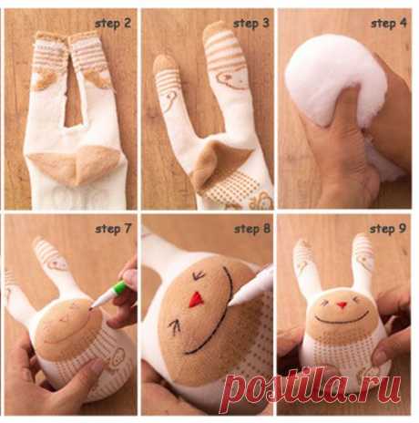 Игрушка заяц из носка | Красивые вещи своими руками