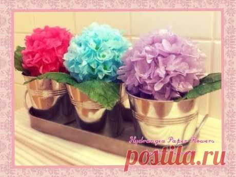 DIY - How to Make Hydrangea Paper Flower - Room, Gift Box, Frame, Ball Decoration - YouTube