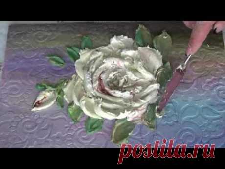 Объемная живопись листья розы - YouTube