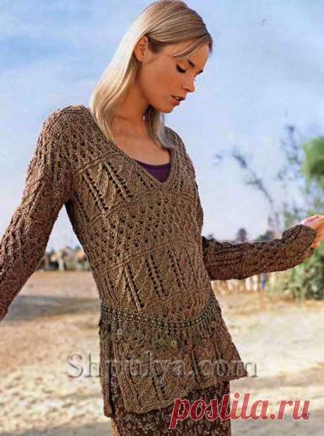 Вязаные свитера и пуловеры для женщин — Shpulya.com - схемы с описанием для вязания спицами и крючком — Страница №63