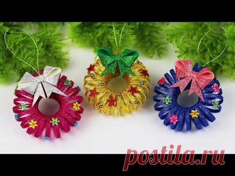 DIY Christmas Wreath Ornament From Glitter Foam | Christmas Decoration Ideas