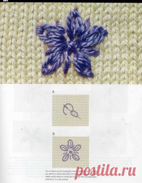 Приемы украшения вязаного полотна вышивкой — Рукоделие