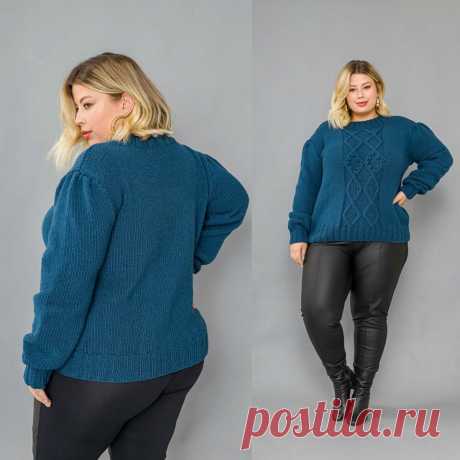 Синий свитер спицами. Схема и выкройка – Paradosik Handmade - вязание для начинающих и профессионалов