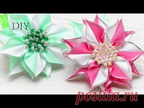 ЦВЕТЫ ИЗ ЛЕНТ 🌸 FABRIC FLOWERS TUTORIAL 🌸 DIY