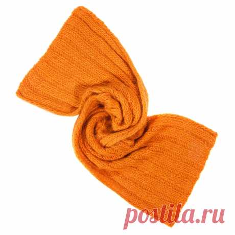Купить вязаный шарф из шерсти оранжевого цвета от HEItt | Mellroot
