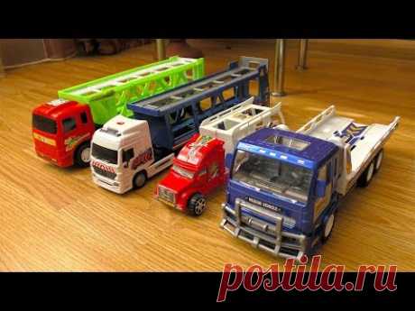 Video about Toy Cars being transported by Trucks and Haulers (for kids)