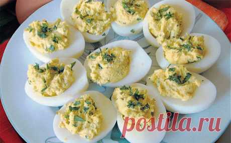 Яйца, фаршированные  сыром и арахисом - Блюда из яиц - Вторые блюда - Рецепты - Мэджик Леди - сайт для женщин