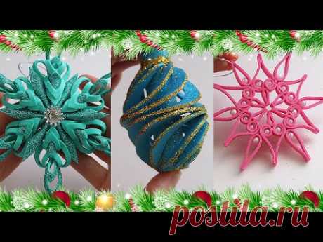 3 IDEAS of beautiful toys for Christmas trees made of foamiran