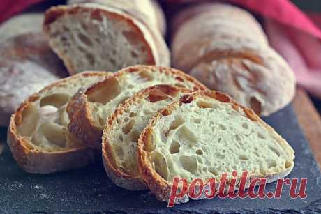 Как испечь домашний хлеб чиабатта с большими дырками в духовке