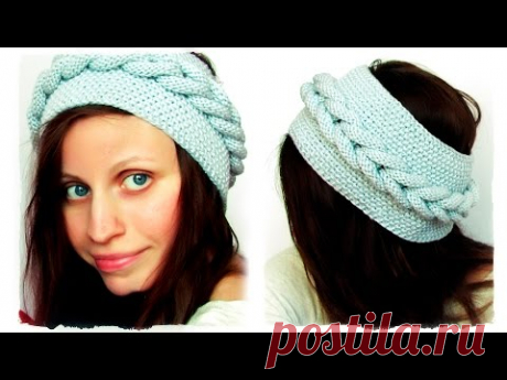 DIY: Braided headband (Knitting Tutorial) | Повязка с плетеной косой