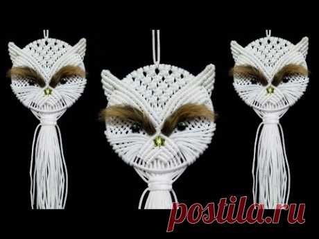 How to tie easy knot pattern # paracord/macrame wall hanging room decor Kitty Cat diy