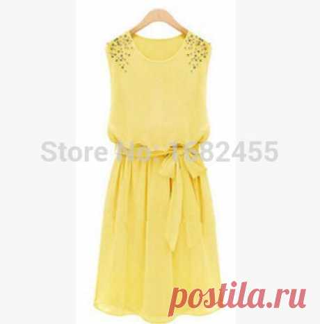 Dresses Picture - More Detailed Picture about 2015 summer new women's Korean Slim beads chiffon dresses sleeveless vest dres,free shipping,AM0535 Picture in Dresses from Jack-Huang | Aliexpress.com | Alibaba Group