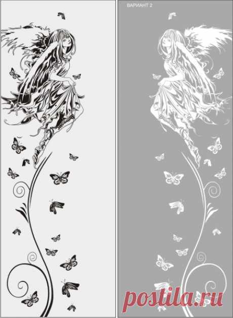 Фея и бабочки пескоструйный рисунок, шкаф рисунок фея и бабочки, наклейка на стену фея и бабочки, каталог рисунок абстракция фея и бабочки.