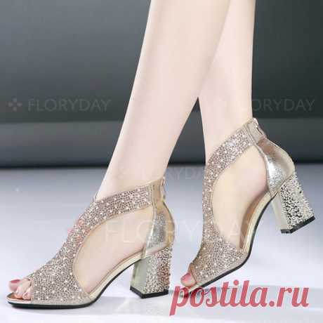 Salto robusto Strass Sapatos - Floryday