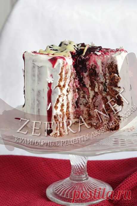 Шоколадный торт с вишней “Снежинка” - домашние рецепты с фото