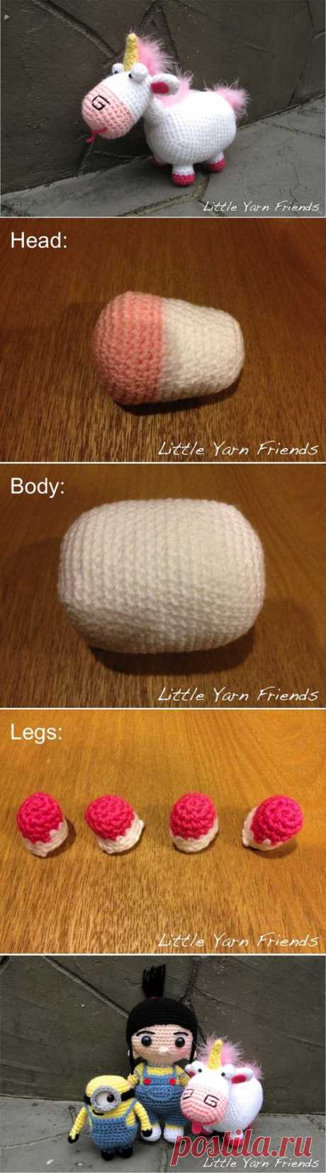 Little Yarn Friends • Crochet Pattern: Lil' Fluffy Unicorn (Despicable...