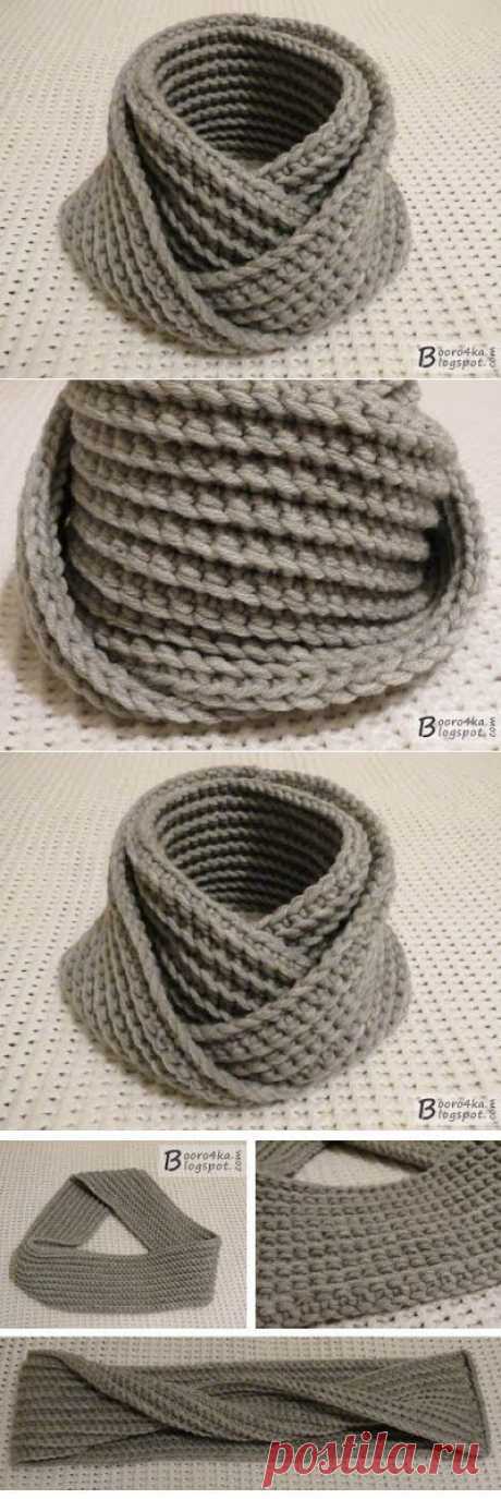 Необычный и простой шарф-снуд крючком за 2,5 часа