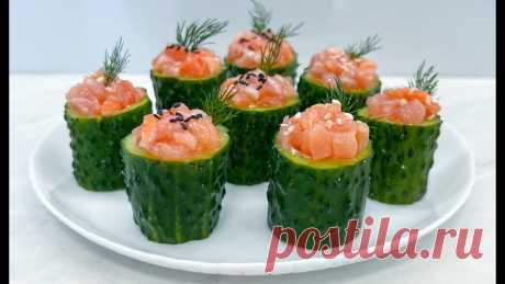 Праздничная Закуска из Огурцов с Красной Рыбой / Закуска на Новый Год 2023 / Cucumber Appetizers Ингредиенты:&nbsp;- 3-4 шт. свежих огурцов;&nbsp;- слабосоленая красная рыба;&nbsp;- сливочный сыр;&nbsp;- белый и черный кунжут;&nbsp;- свежий укроп.